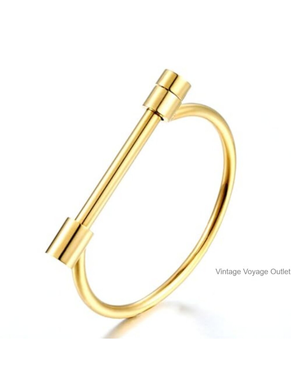 Titanium Steel D-Shape Screw Bar Cuff Bracelet Unisex Gift